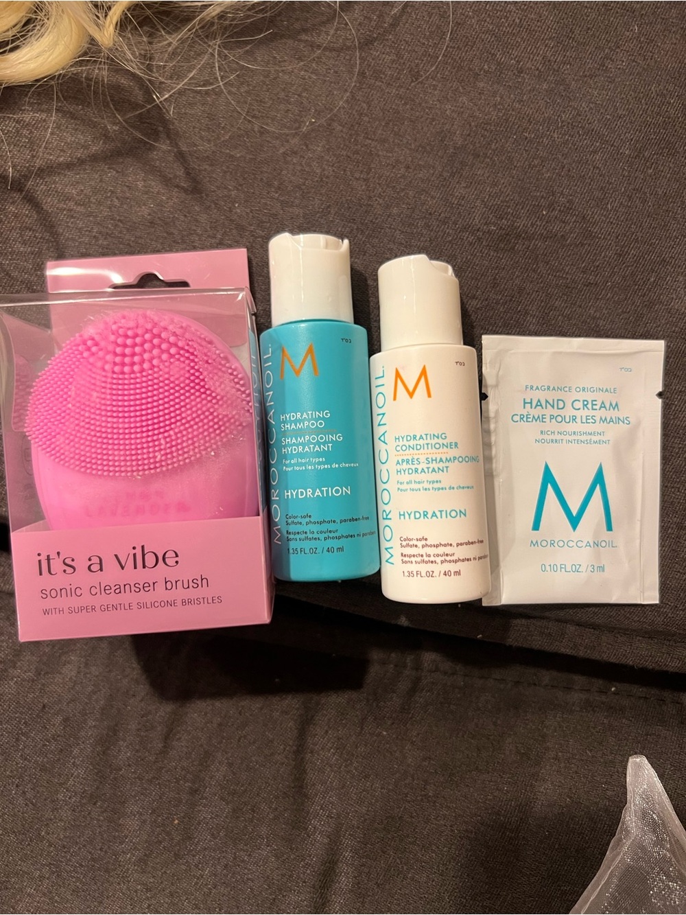 Moroccan Oil Travel set and Sonic cleanser brush